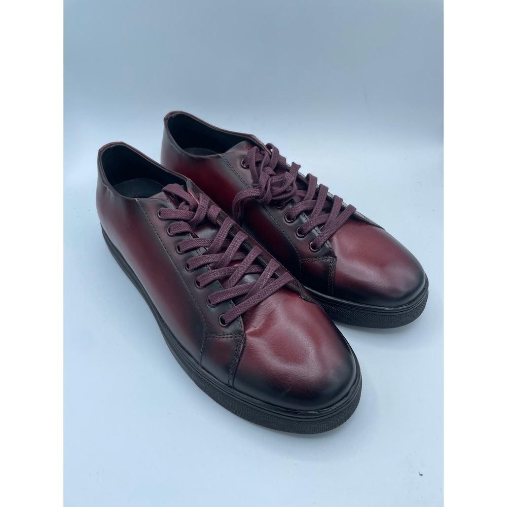 Belvedere Albert Mens 8.5 D Antique Burgundy Leather Low Top Sneakers Brazil - Picture 1 of 7